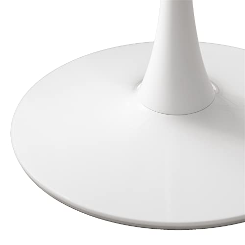 DKLGG 42" Modern Round Dining Table with MDF Top, Metal Base Pedestal Tulip Kitchen Table for 4-6 Person, Small Space Home, End Leisure Coffee Table, White