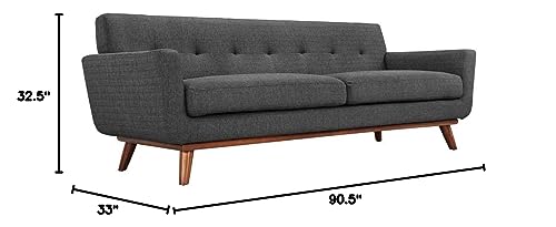 Modway Engage Mid-Century Modern Upholstered Fabric Sofa in Wheatgrass