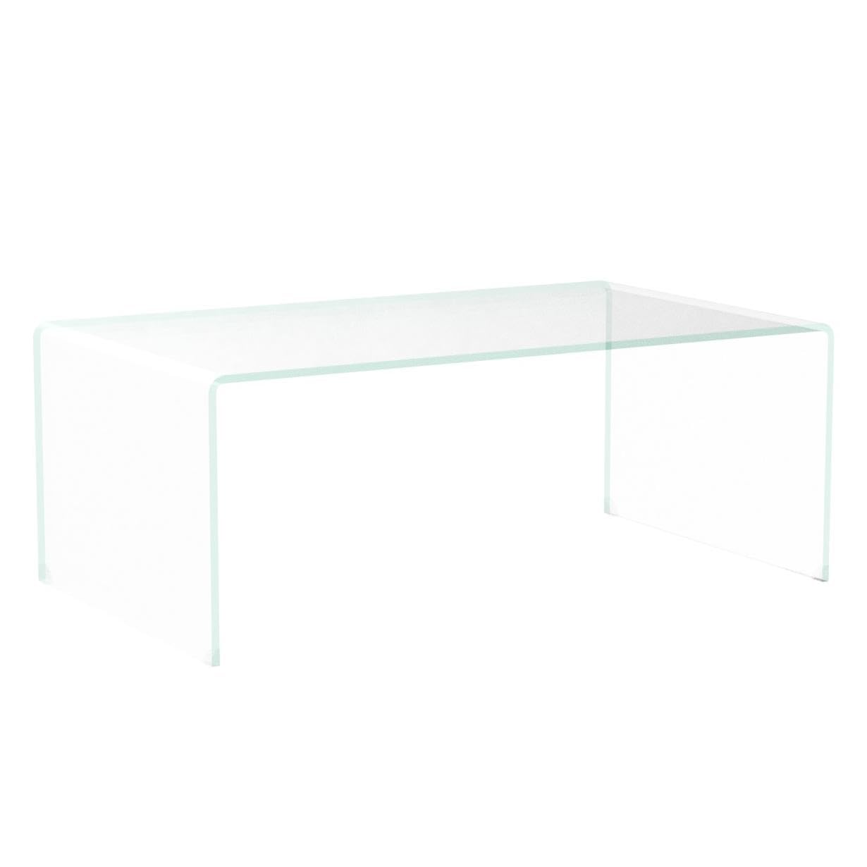 Meihua Tempered Glass Coffee Table for Living Room, Clear Center Table with 0.47 inch Tempered Glass, Transparent Modern Coffee Table