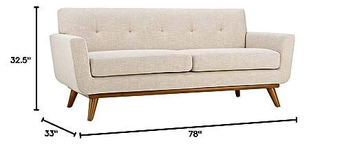 Modway Engage Mid-Century Modern Upholstered Fabric Sofa in Wheatgrass