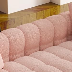 87.4" Modern 3 Seater Boucle Sofa Couch for Living Room, Mid Century Fluffy Couches with Solid Wood Frame and 6 Legs for Bedroom, Apartment, Weight Capacity 750 LBS (White)