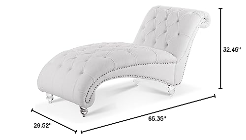 HomSof Modern ArmLess Chaise Lounge Indoor Black Upholstered Reclining Chair with Rolled Accent Pillow and Solid Wood Legs