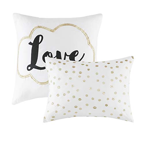 Intelligent Design, Soft Microfiber Comforter Modern Geometric Metallic Bed Set, Full/Queen, Grey/Silver