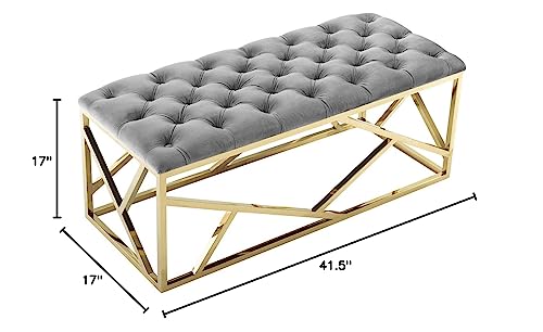 Modway intersperse Button-Tufted Contemporary Modern with Metallic Frame, Bench, Silver Gray