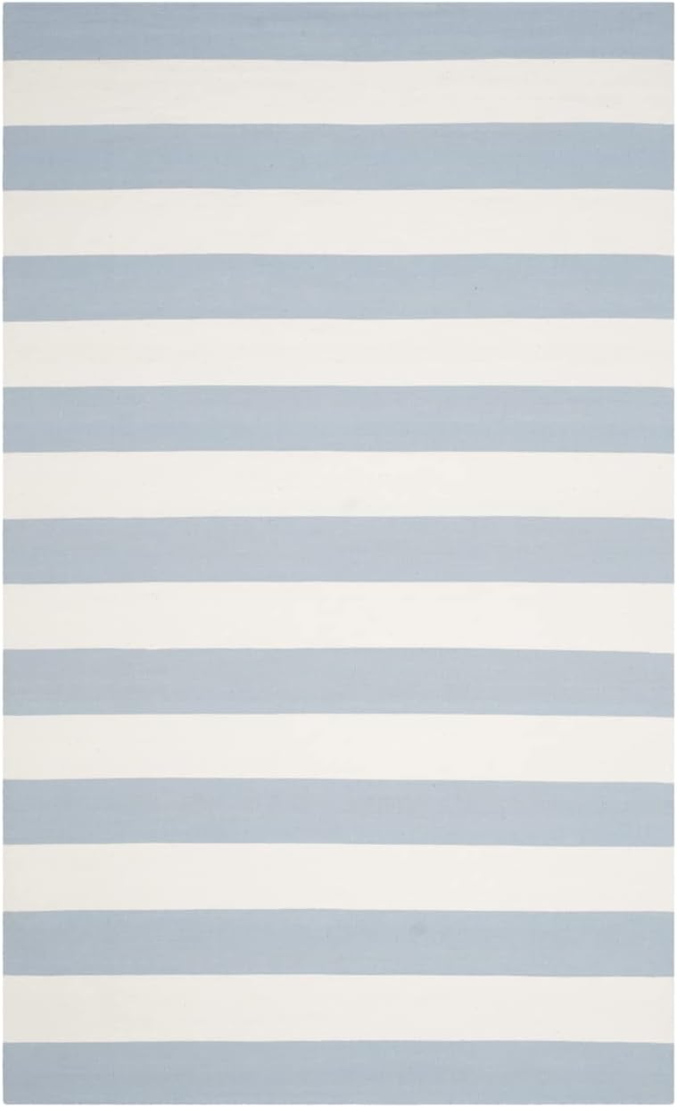 SAFAVIEH Montauk Collection Area Rug - 4' Round, Black & Ivory, Handmade Flatweave Cotton, Woven Texture, Farmhouse Stripe Pattern, Ideal for Living Room, Foyer, Bedroom, Dining Space (MTK712D)