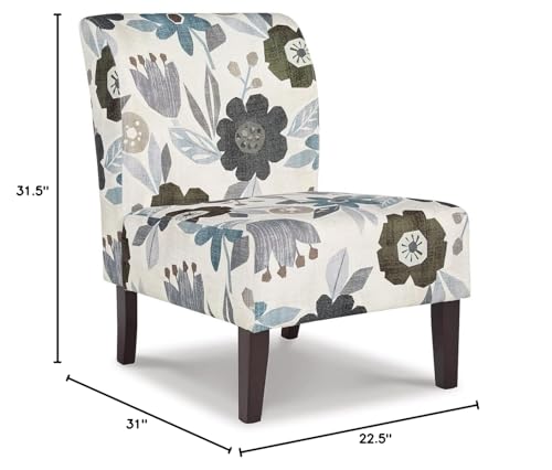 Signature Design by Ashley Triptis Floral Armless Accent Chair, White, Blue & Gray