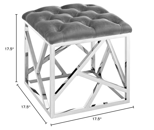 Modway intersperse Button-Tufted Contemporary Modern with Metallic Frame, Bench, Silver Gray