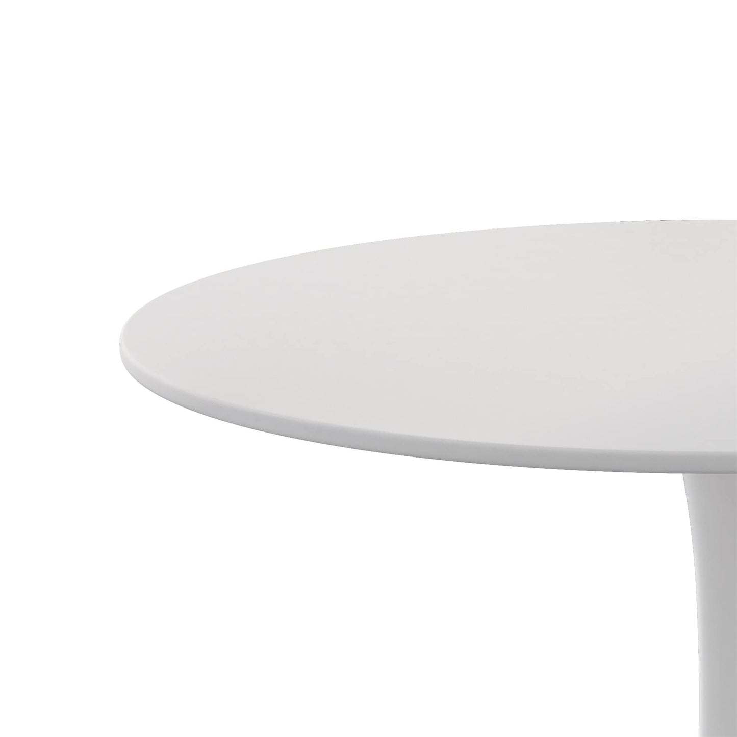DKLGG 42" Modern Round Dining Table with MDF Top, Metal Base Pedestal Tulip Kitchen Table for 4-6 Person, Small Space Home, End Leisure Coffee Table, White