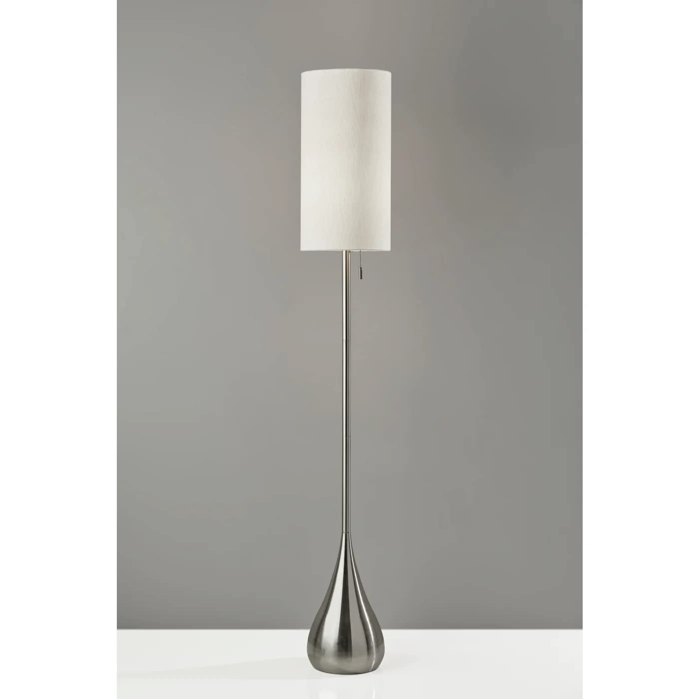 Adesso 1536-22 Christina Table Lamp, 34.5 in., 100 W, Brushed Steel Finish/White, 1 Steel Lamp