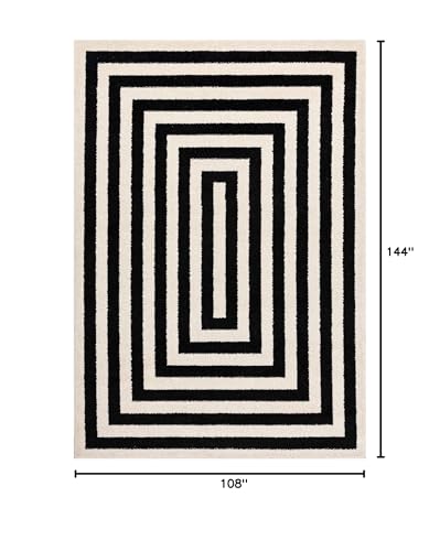 Abani Contemporary Black & Ivory 5'3" x 7'6" Area Rug, Contrasting Geometric Modern Stripe Symmetrical Living Room Carpet Rugs