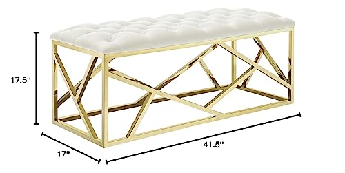 Modway intersperse Button-Tufted Contemporary Modern with Metallic Frame, Bench, Silver Gray