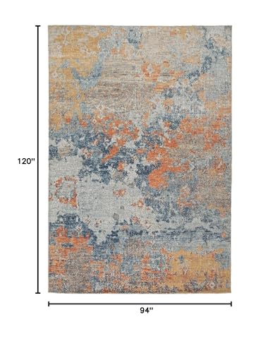 Signature Design by Ashley Wraylen 5 x 7 Low Pile Boho Abstract Rug, Orange & Blue