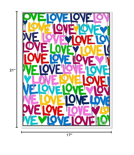 The Oliver Gal Artist Co. Abstract Modern Canvas Wall Art Corey Paige - Drippy Love Living Room Bedroom and Bathroom Home Decor 36 in x 45 in Blue and Pink, Gold Frame