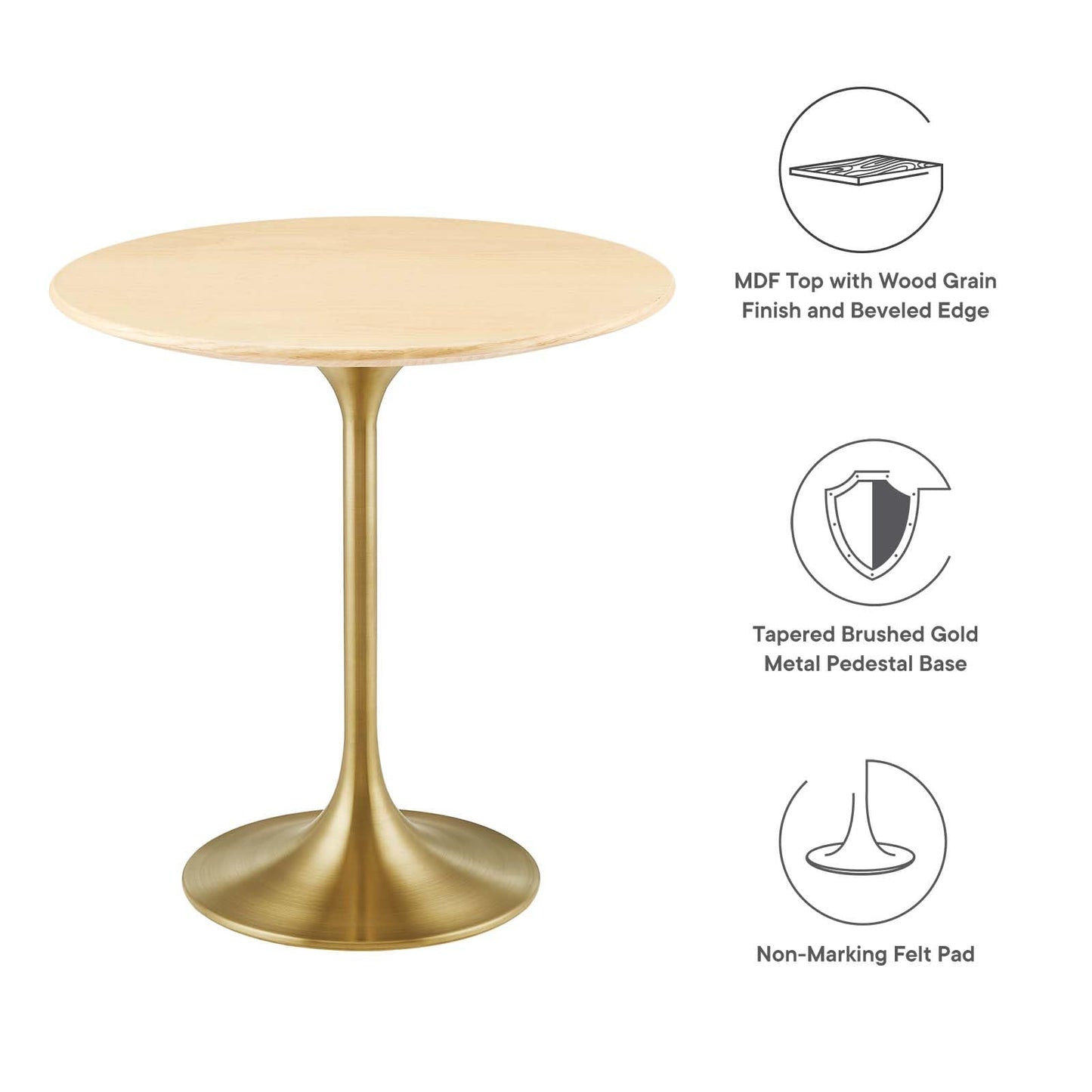 Modway Lippa Round 20" Wood Grain Mid-Century Modern Side Table, Black Cherry