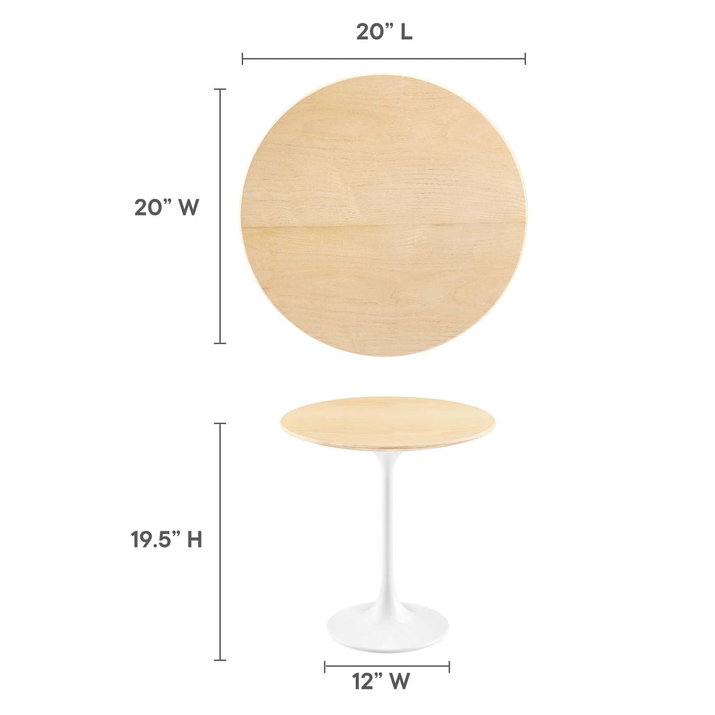Modway Lippa Round 20" Wood Grain Mid-Century Modern Side Table, Black Cherry