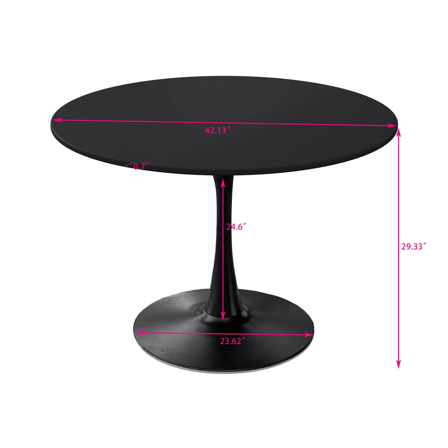 DKLGG 42" Modern Round Dining Table with MDF Top, Metal Base Pedestal Tulip Kitchen Table for 4-6 Person, Small Space Home, End Leisure Coffee Table, White