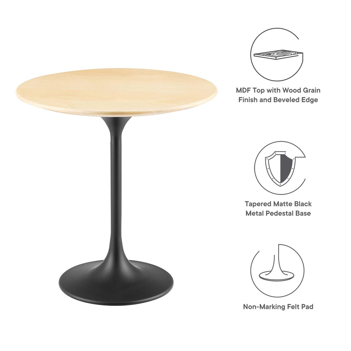 Modway Lippa Round 20" Wood Grain Mid-Century Modern Side Table, Black Cherry