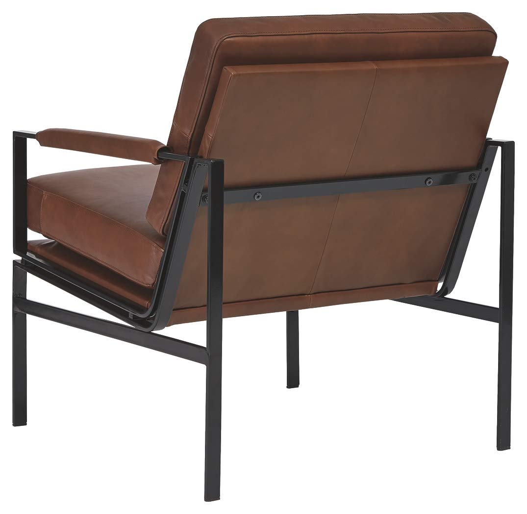 Signature Design by Ashley Puckman Mid-Century Modern Leather Accent Chair, Black