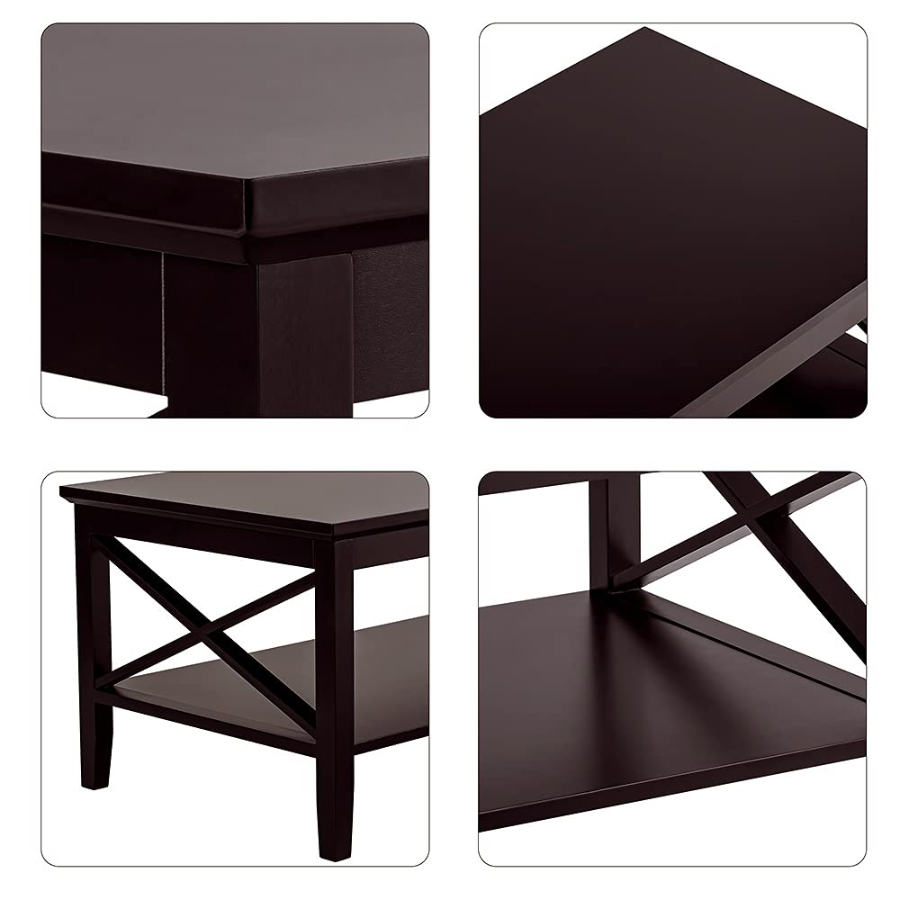 ChooChoo White Coffee Table Classic X Design for Living Room, Rectangular Modern Cocktail Table with Storage Shelf, 39 Inch