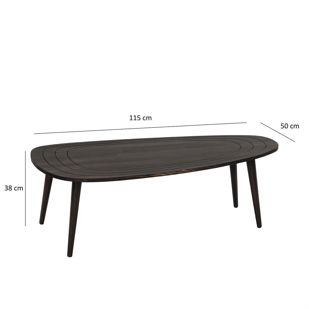 Solid Wood Oval Coffee Table, Engraved Wooden Center Table, Modern Surfboard Table, Mid Century Aesthetic Low Coffee Table, Vintage Living Room Furniture (Walnut)
