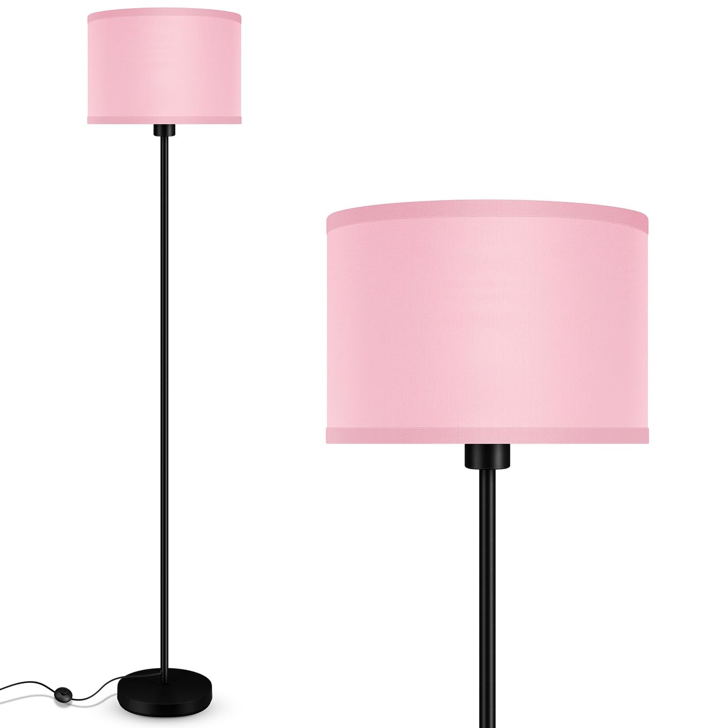 Floor Lamp Black, Standing Lamp, 58" Tall Lamps for Living Room, Simple Pole Lamp with Black Lampshade, On/Off Foot Pedal, Bright Dimming Light for Kids Room Bedroom Office Decor(Without Bulbs)