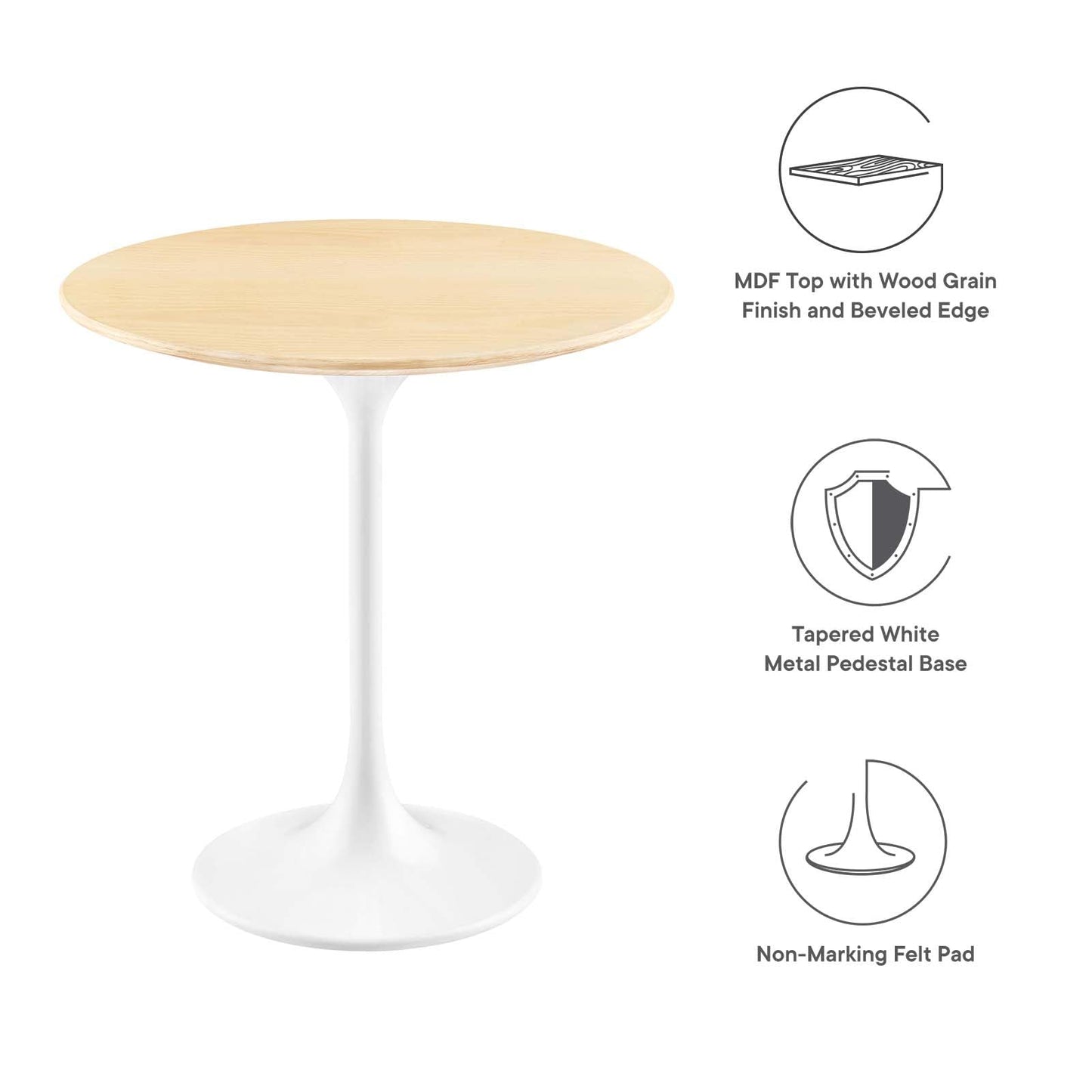 Modway Lippa Round 20" Wood Grain Mid-Century Modern Side Table, Black Cherry