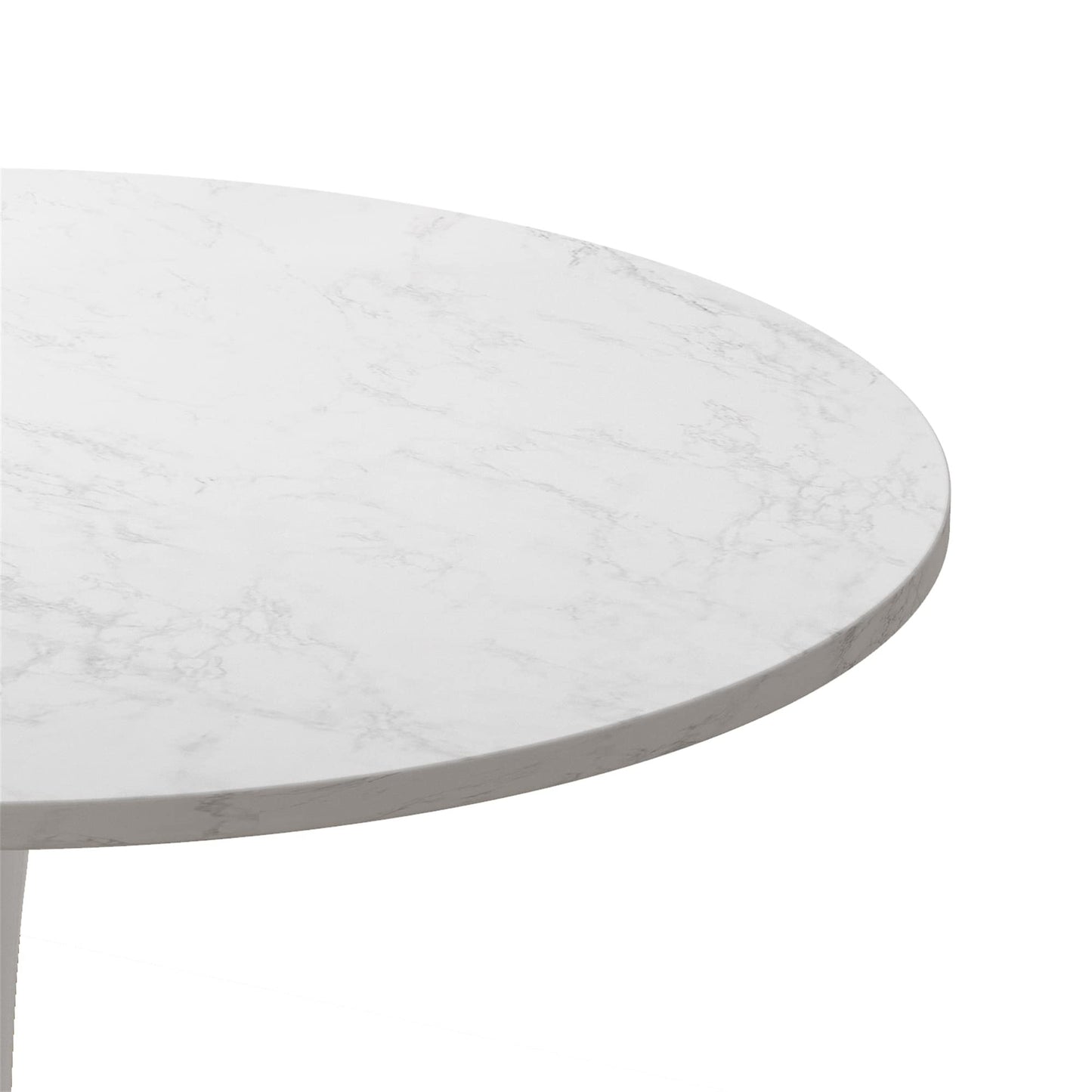 DKLGG 42" Modern Round Dining Table with MDF Top, Metal Base Pedestal Tulip Kitchen Table for 4-6 Person, Small Space Home, End Leisure Coffee Table, White