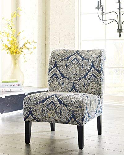 Signature Design by Ashley Triptis Floral Armless Accent Chair, White, Blue & Gray