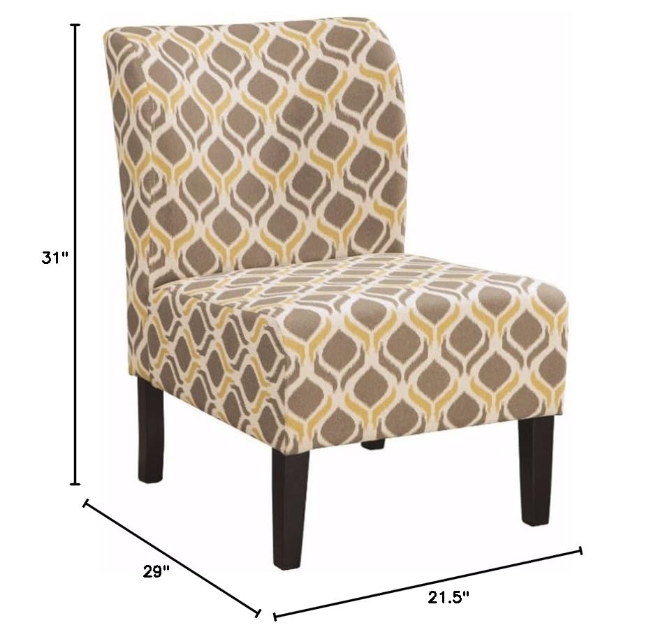 Signature Design by Ashley Triptis Floral Armless Accent Chair, White, Blue & Gray