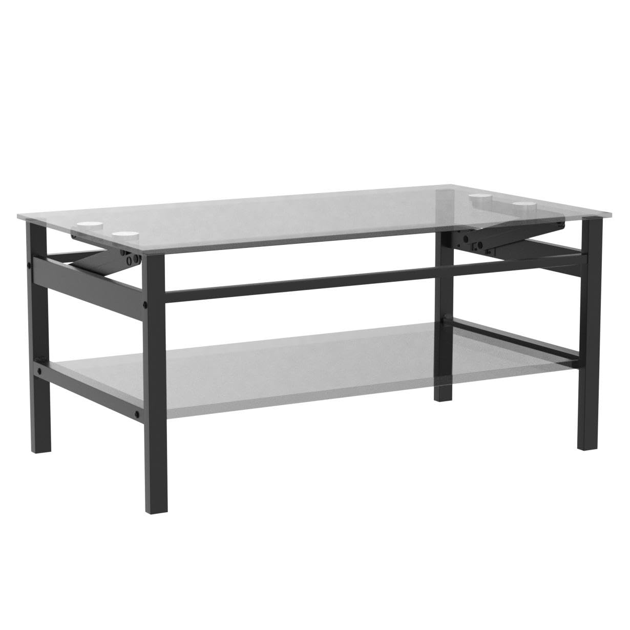 Meihua Tempered Glass Coffee Table for Living Room, Clear Center Table with 0.47 inch Tempered Glass, Transparent Modern Coffee Table