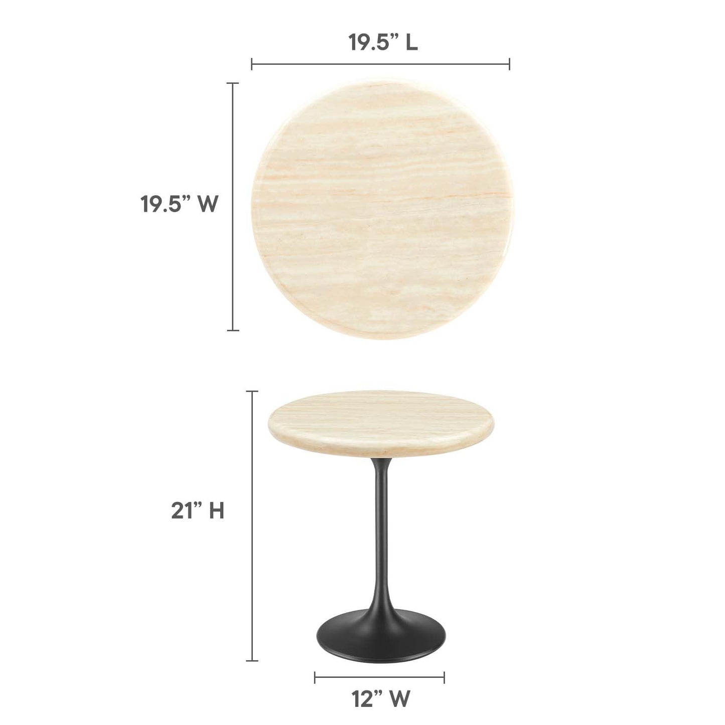 Modway Lippa Round 20" Wood Grain Mid-Century Modern Side Table, Black Cherry