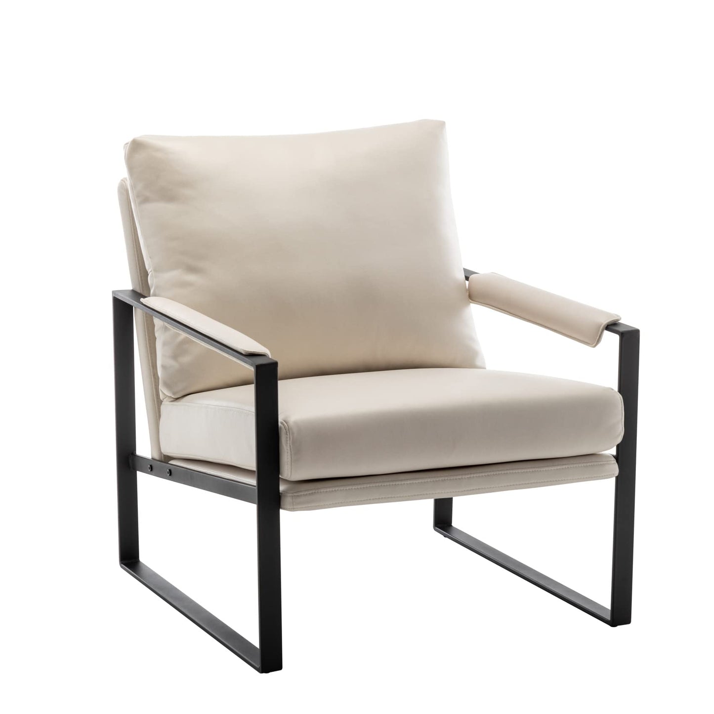 UNICOO Faux Leather Metal Frame Accent Chair - Modern Accent Chairs for Living Room, Bedroom, or Office - Armchairs Living Room Chairs Leisure Chair Reception Chair (ZKL-239K-CM Hermes Orange)