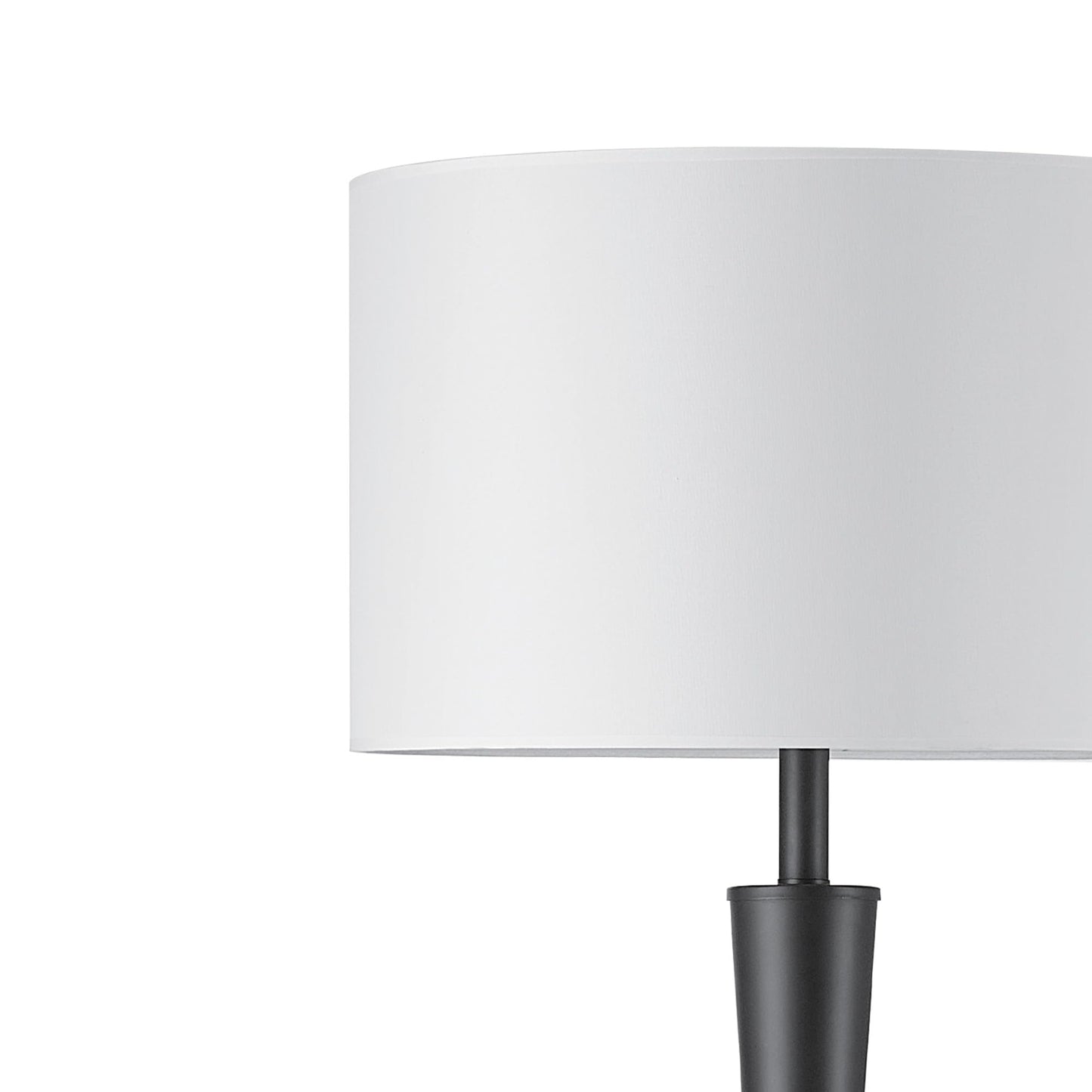 GLOBE Electric Novogratz x Harrington 65" Floor Lamp, 2-Tone Faux Wood Base, White Fabric Shade, Socket Rotary Switch 67225