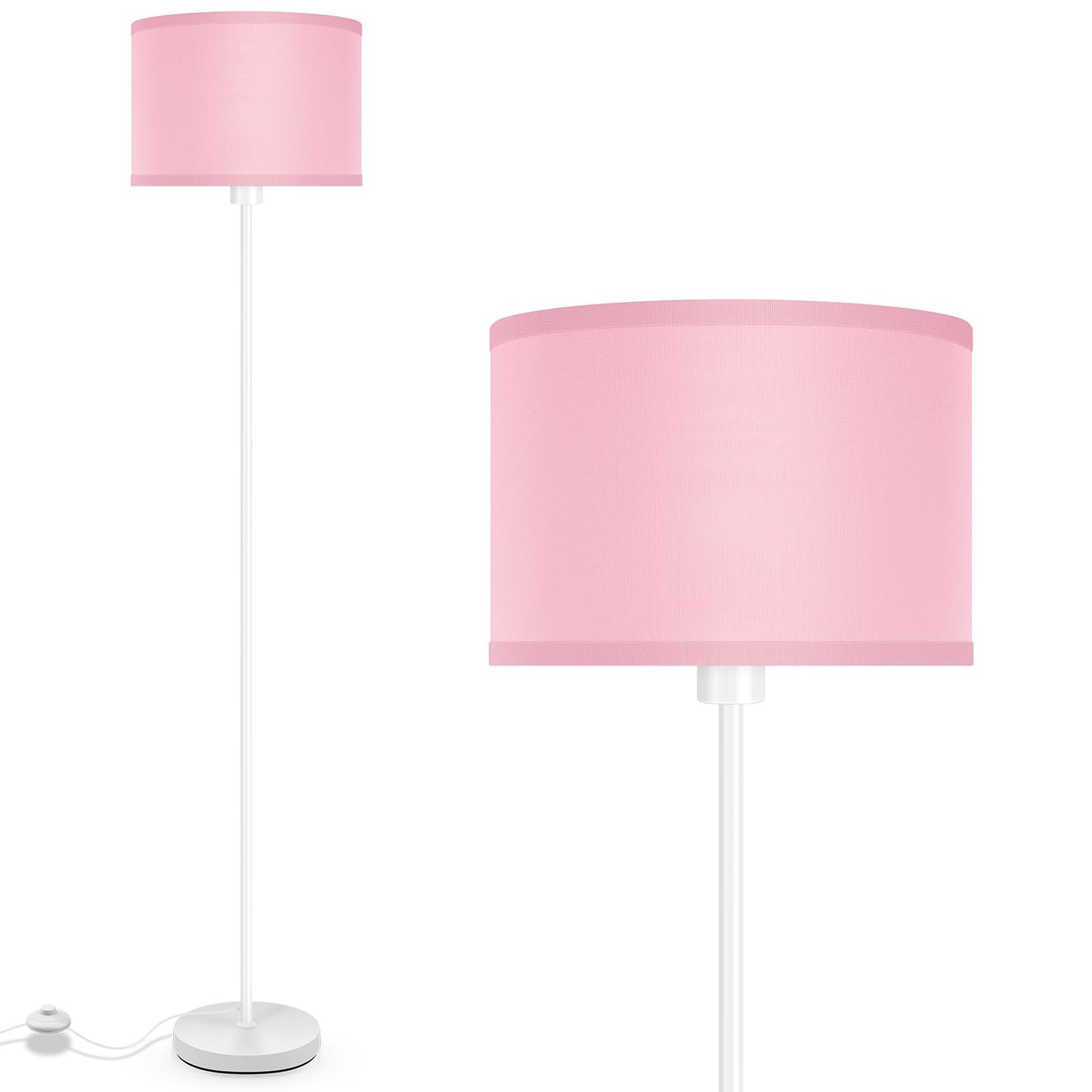 Floor Lamp Black, Standing Lamp, 58" Tall Lamps for Living Room, Simple Pole Lamp with Black Lampshade, On/Off Foot Pedal, Bright Dimming Light for Kids Room Bedroom Office Decor(Without Bulbs)