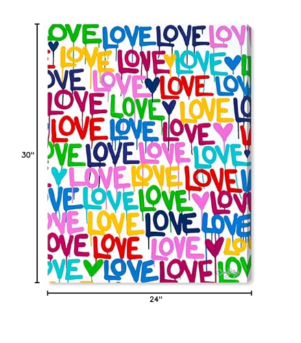 The Oliver Gal Artist Co. Abstract Modern Canvas Wall Art Corey Paige - Drippy Love Living Room Bedroom and Bathroom Home Decor 36 in x 45 in Blue and Pink, Gold Frame