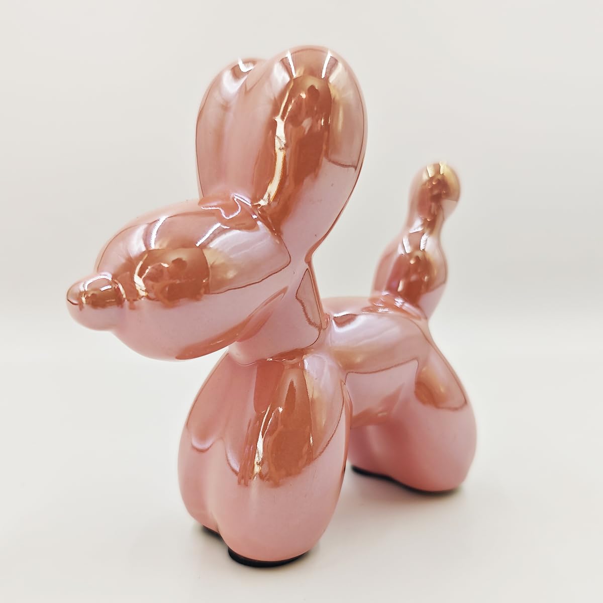 Electroplating Ceramics Balloon Dog Statue Crafts Living Room Desktop Decorations,Handmade Modern Small Ceramic Animal Statue Ornament Home Decor Accents (Dazzling, 5.1 Inch)