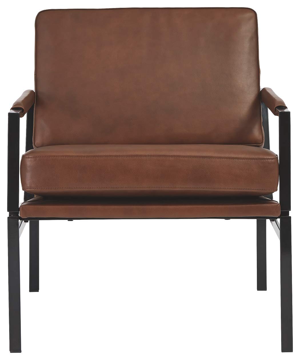 Signature Design by Ashley Puckman Mid-Century Modern Leather Accent Chair, Black