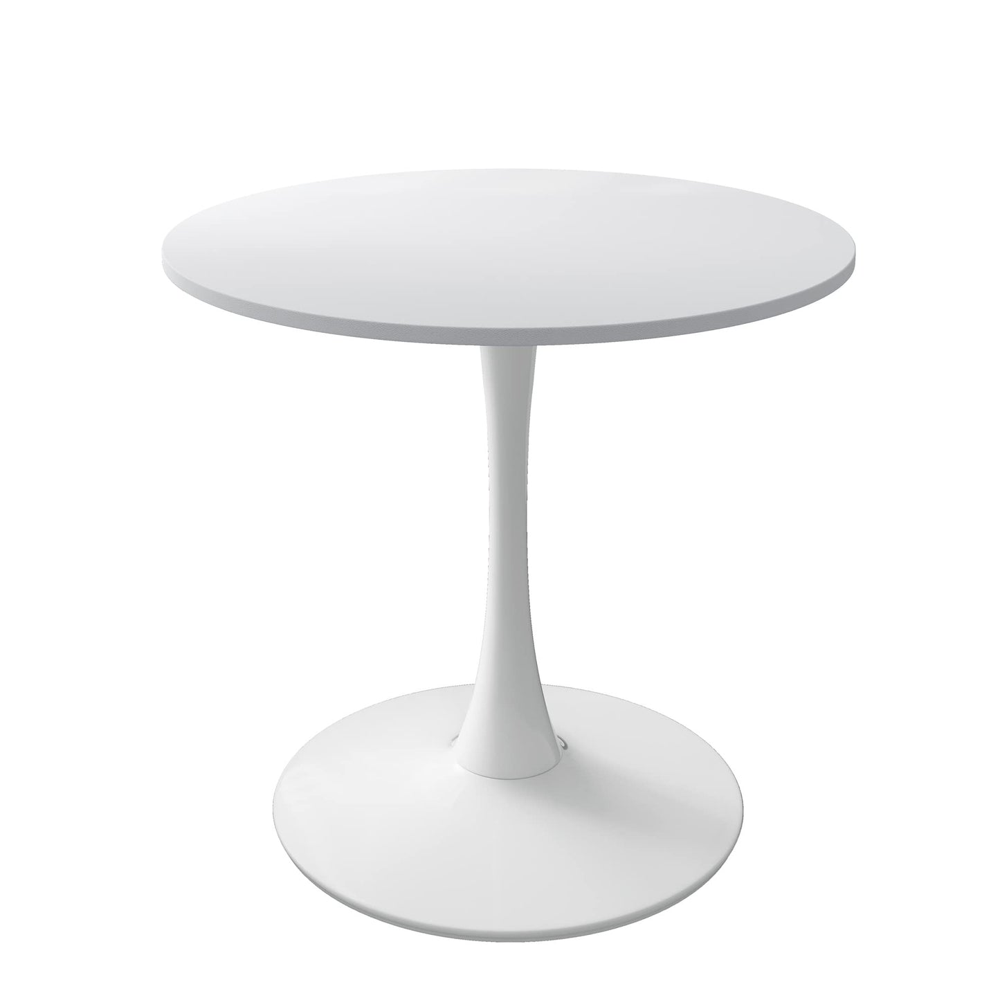 DKLGG 42" Modern Round Dining Table with MDF Top, Metal Base Pedestal Tulip Kitchen Table for 4-6 Person, Small Space Home, End Leisure Coffee Table, White