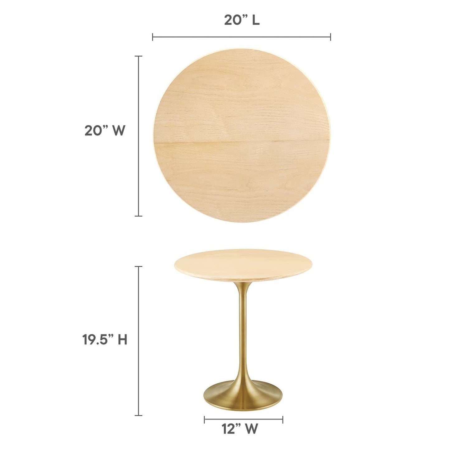 Modway Lippa Round 20" Wood Grain Mid-Century Modern Side Table, Black Cherry
