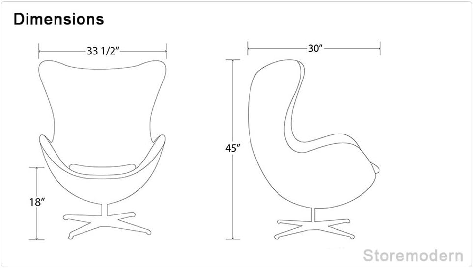 Arne Jacobsen Egg Chair, Available in Leatherette or Cashmere, Heavy Duty Steel Base (4-Spoke), 5 Color Options: White, Black, Red, Green, Orange and Rose Pink (Black (Leatherette))