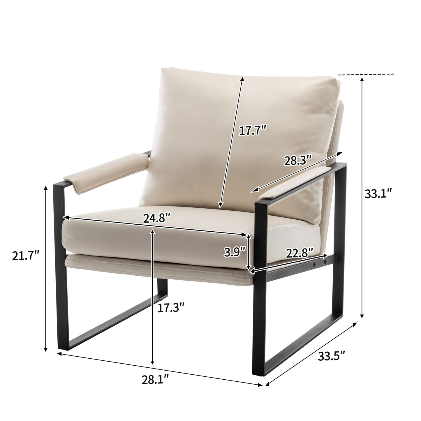 UNICOO Faux Leather Metal Frame Accent Chair - Modern Accent Chairs for Living Room, Bedroom, or Office - Armchairs Living Room Chairs Leisure Chair Reception Chair (ZKL-239K-CM Hermes Orange)