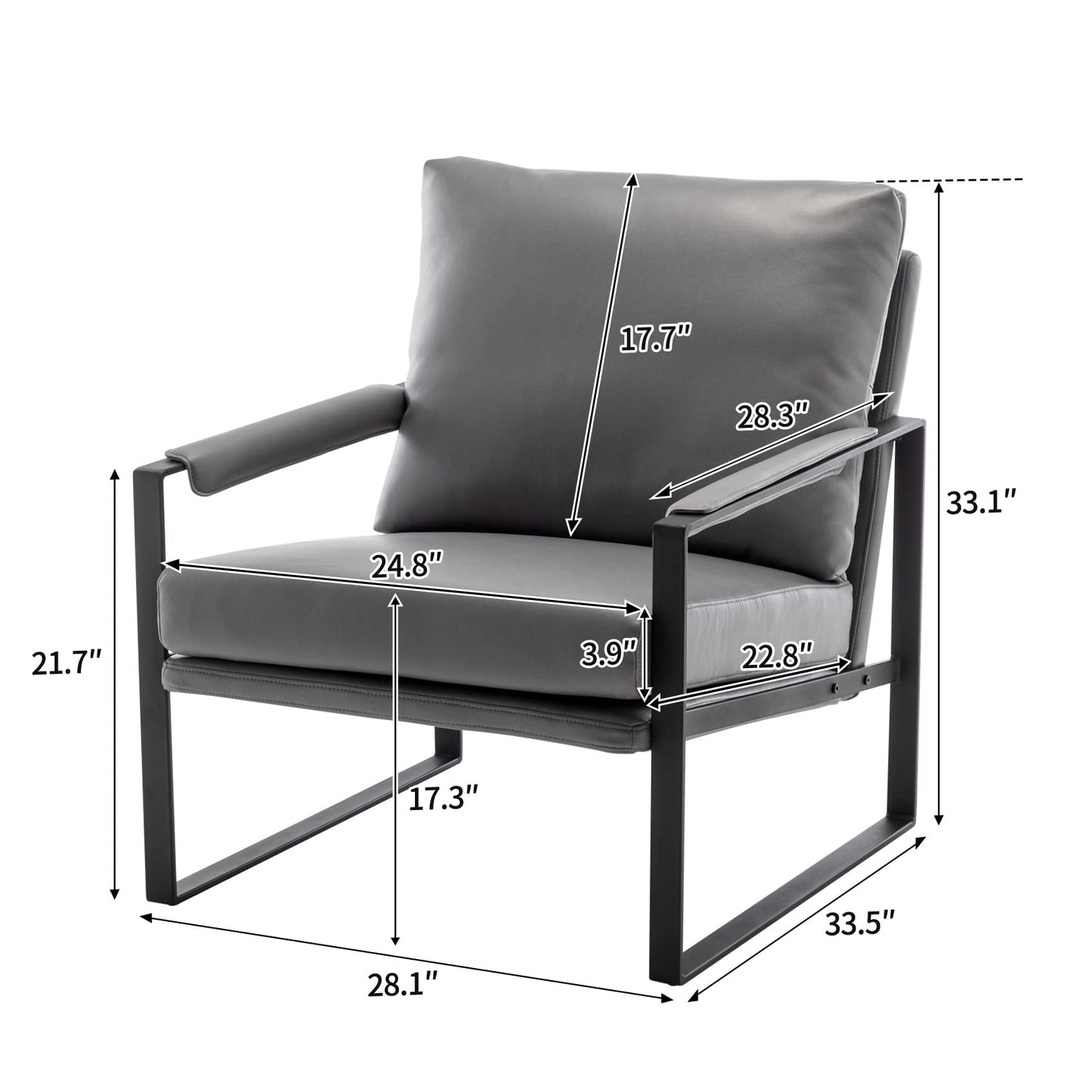 UNICOO Faux Leather Metal Frame Accent Chair - Modern Accent Chairs for Living Room, Bedroom, or Office - Armchairs Living Room Chairs Leisure Chair Reception Chair (ZKL-239K-CM Hermes Orange)