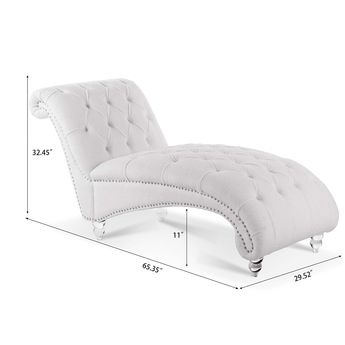 HomSof Modern ArmLess Chaise Lounge Indoor Black Upholstered Reclining Chair with Rolled Accent Pillow and Solid Wood Legs