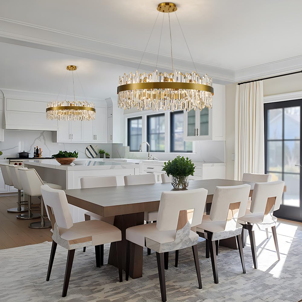 Gold Modern Oval Crystal Chandelier, 16-Lights Luxury Chandeliers Modern 2-Tiers K9 Crystal Chandelier Pendant, Light Fixture G9 Lights for Dining Living Room Entryway Kitchen Dia 23 inch
