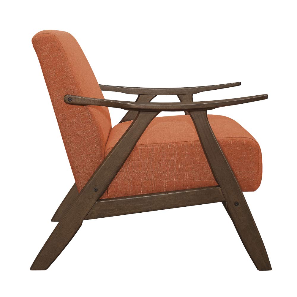 Lexicon Mid Century Modern Accent Chair with Solid Wood Frame in Walnut Finish, Upholstered Living Room Lounge Arm Chair, Thick and Comfy Innerspring Seat Cushion, Linen-Look Fabric, Gray