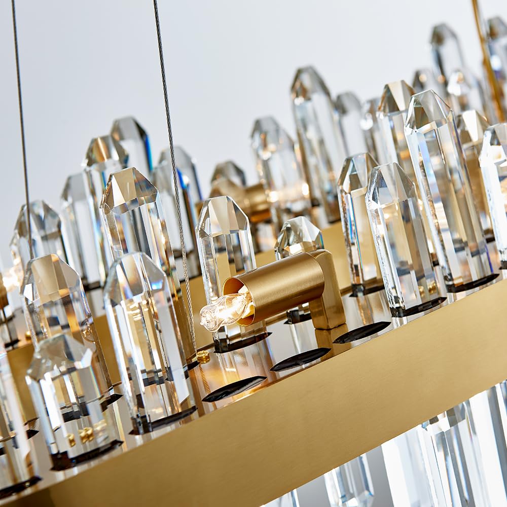 Gold Modern Oval Crystal Chandelier, 16-Lights Luxury Chandeliers Modern 2-Tiers K9 Crystal Chandelier Pendant, Light Fixture G9 Lights for Dining Living Room Entryway Kitchen Dia 23 inch