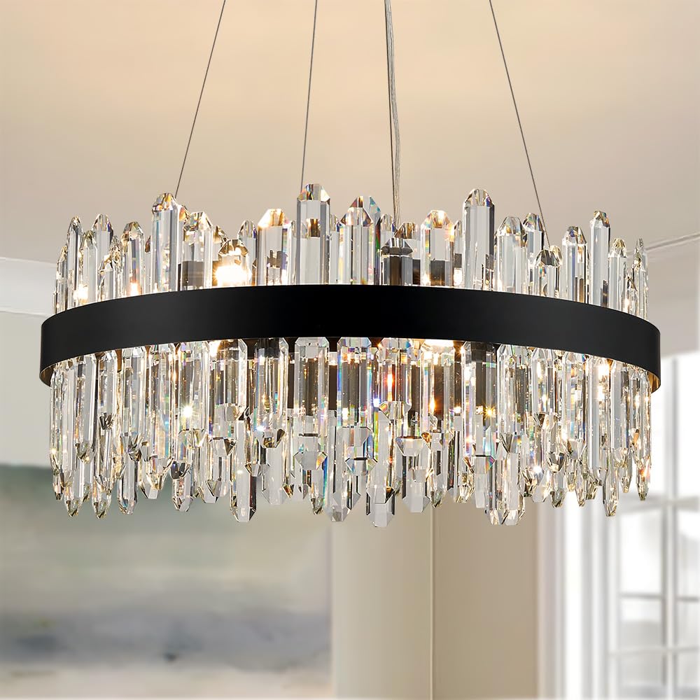 Gold Modern Oval Crystal Chandelier, 16-Lights Luxury Chandeliers Modern 2-Tiers K9 Crystal Chandelier Pendant, Light Fixture G9 Lights for Dining Living Room Entryway Kitchen Dia 23 inch