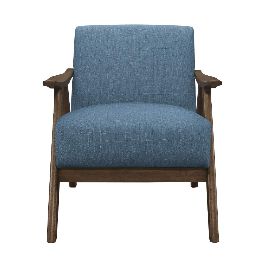 Lexicon Mid Century Modern Accent Chair with Solid Wood Frame in Walnut Finish, Upholstered Living Room Lounge Arm Chair, Thick and Comfy Innerspring Seat Cushion, Linen-Look Fabric, Gray