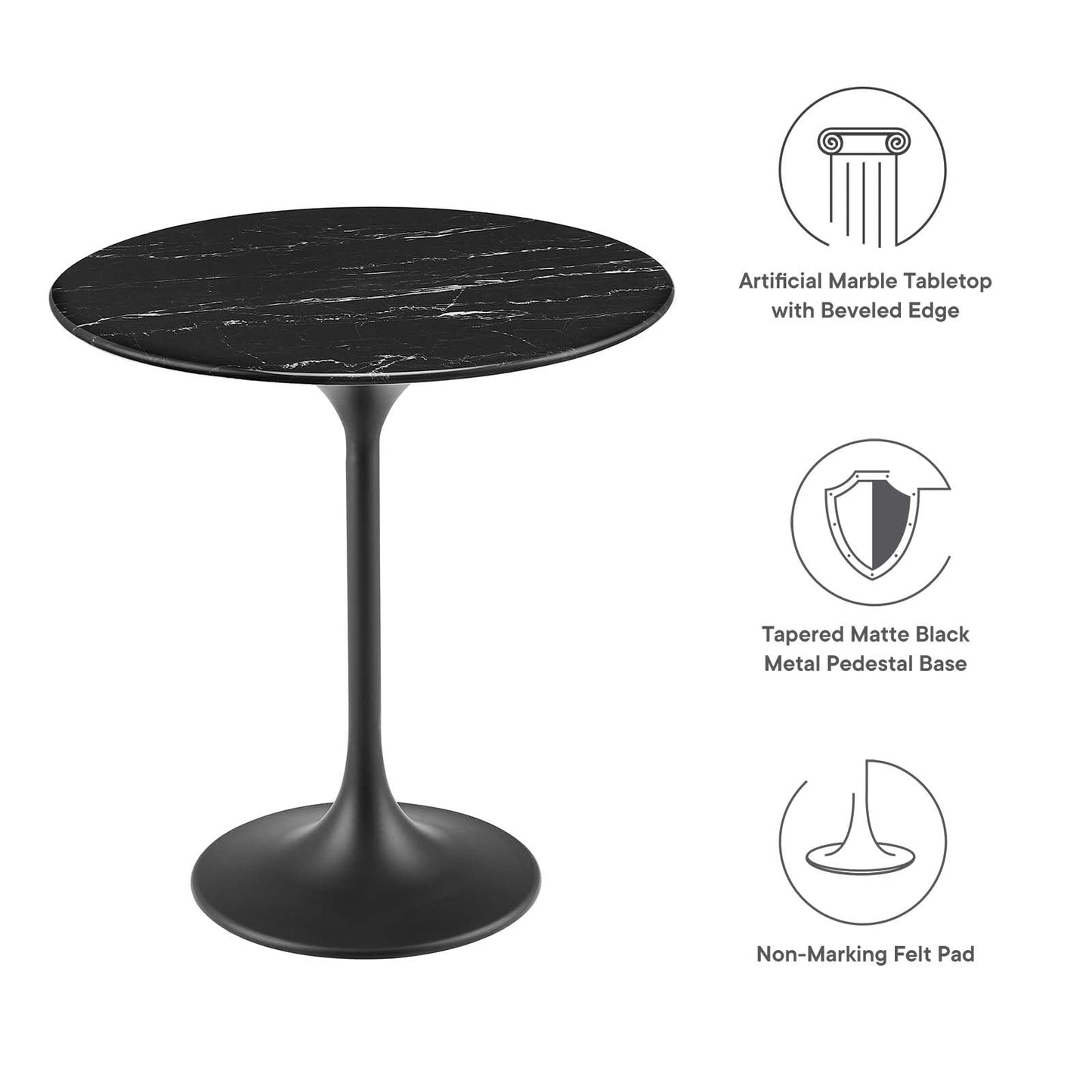 Modway Lippa Round 20" Wood Grain Mid-Century Modern Side Table, Black Cherry