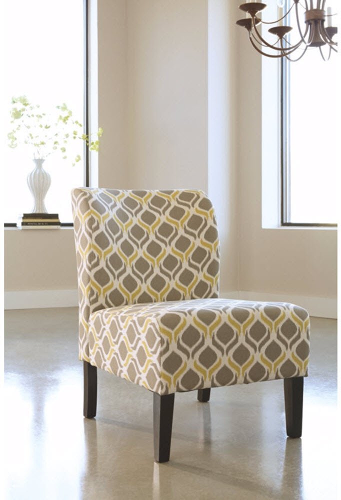 Signature Design by Ashley Triptis Floral Armless Accent Chair, White, Blue & Gray